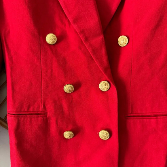 Vintage Talbot's double breasted red wool blazer gold buttons size 8P - Picture 6 of 14